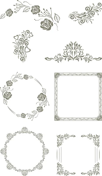 Decoratieve Vintage Elementen Frames Voor Ontwerp — Stockvector