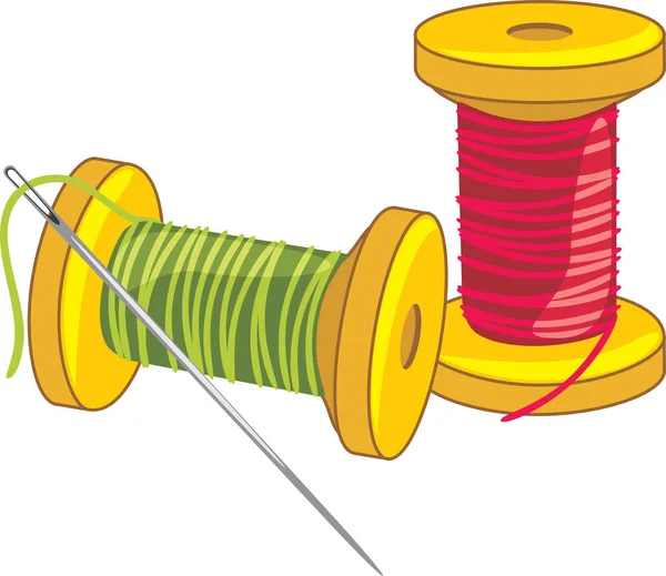 Two Spools Thread Needle — Stock Vector