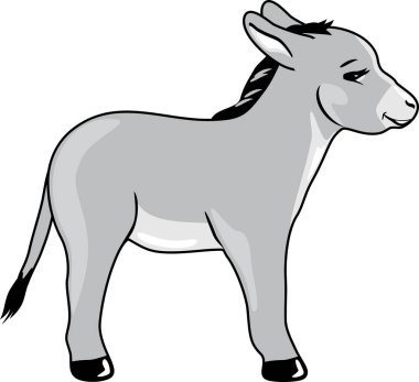 Komik bebek eşek üzerinde beyaz izole