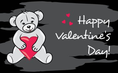 Bir kalp tutan ayıcık. Tebrik kartı