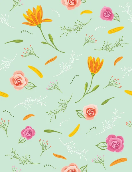 Seamless Pattern Flowers Cover Design — Stock Vector