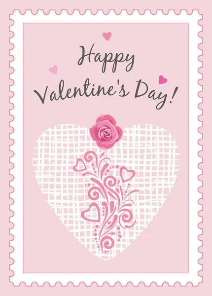 Feliz Día San Valentín Tarjeta Postal — Vector de stock