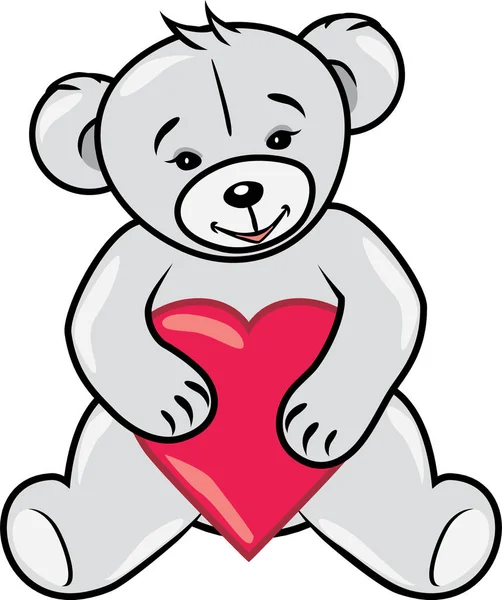Urso Pelúcia Segurando Coração — Vetor de Stock