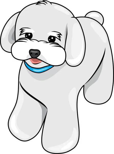 可爱的白色小狗与蓝领 — 图库矢量图片
