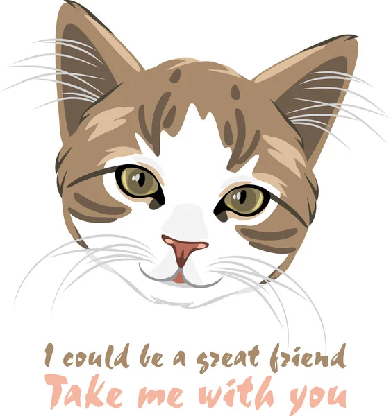 Cute Kitty Zou Een Goede Vriend Shirt Design — Stockvector