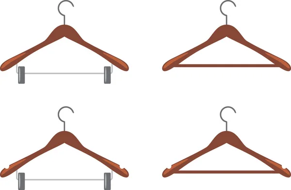 Set Wooden Clothes Hangers — Stock Vector