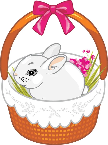 Cute Rabbit Basket — Stock Vector