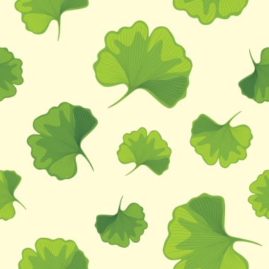 Ginkgo Biloba yaprakları. Tasarım için dikişsiz desen