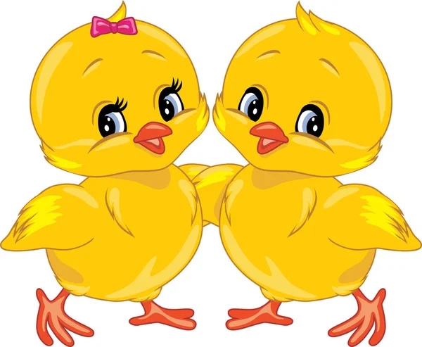 Two Cute Smiling Chicks — Stock Vector