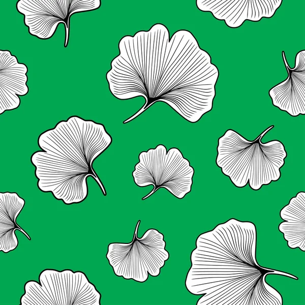 Φύλλα Του Ginkgo Σκιαγραφούνται Ομαλή Μοτίβο Για Σχεδιασμό — Διανυσματικό Αρχείο