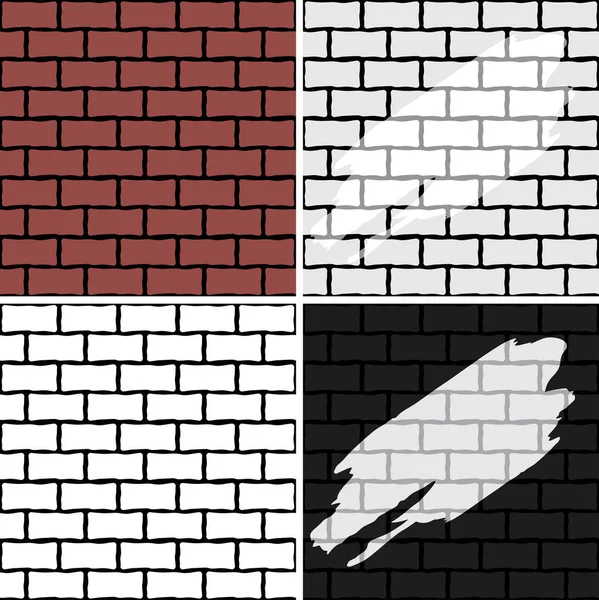 Mur Cegły Cztery Bezszwowe Wzory Projektowania — Wektor stockowy