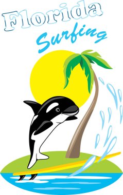 Sörf tahtasında gülümseyen bir balina.