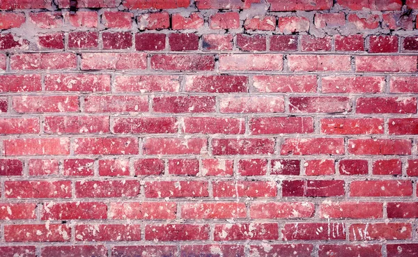 Vervallen Bakstenen Muur Met Resten Van Gips Metselwerk Closeup — Stockfoto