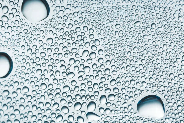 Gotas Agua Vaso Con Fondo Azul Gotas Agua —  Fotos de Stock