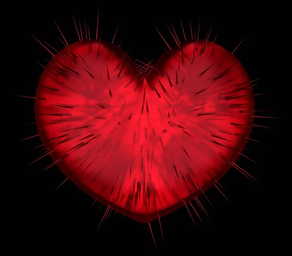 Red Heart Sharp Thin Thorns Illustration — Stock Photo, Image