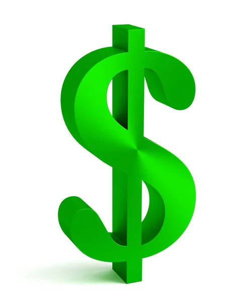 Ένα Μεγάλο Πράσινο Δολάριο Ένα Λευκό Κοντινό Σημείο Εικονογράφηση — Φωτογραφία Αρχείου