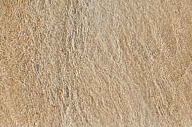 Kumlu sahildeki suda dalgalanmalar.