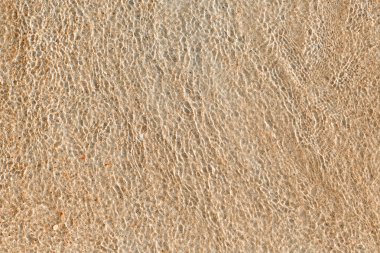 Kumlu sahildeki suda dalgalanmalar.