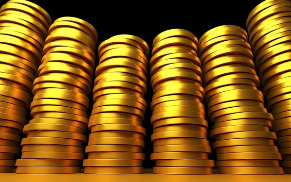 Ein Haufen goldener Münzen. — Stockfoto