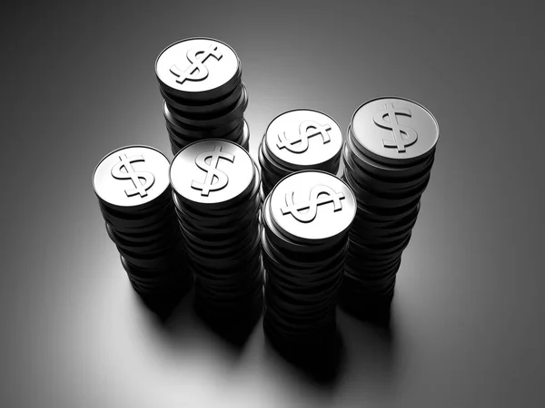 Un montón de monedas de plata . — Foto de Stock