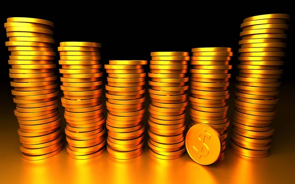 Ein Haufen goldener Münzen. — Stockfoto