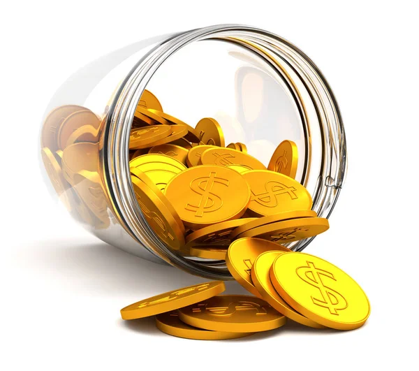 Banco con monedas . — Foto de Stock