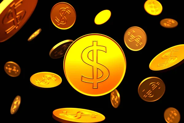 La textura de las monedas de oro en dólares . — Foto de Stock