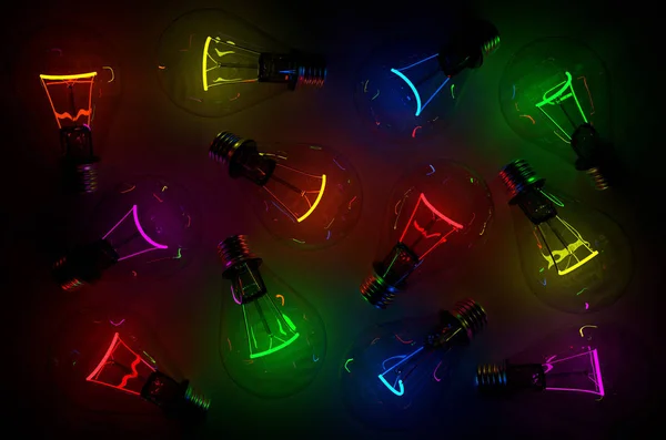 Multi-colored incandescent bulbs. — Stock Photo, Image