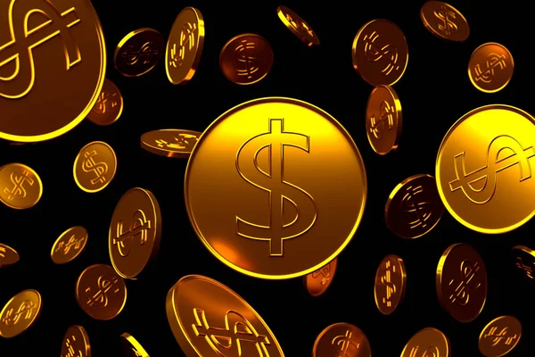 Textura zlatých dolarových mincí. — Stock fotografie