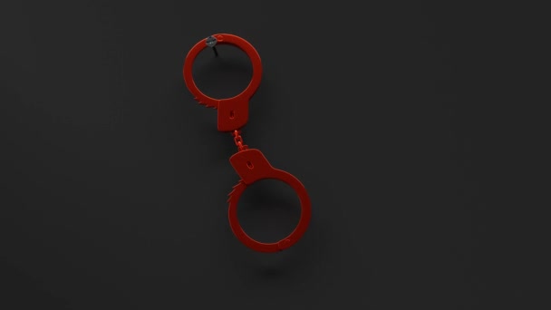 Red handcuffs. — Stock Video