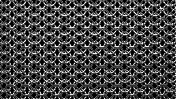 Metal halkalardan gelen zincir zırhın dokusu.