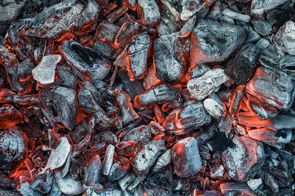 Brasas Textura Fecham Embers Depois Incêndio — Fotografia de Stock