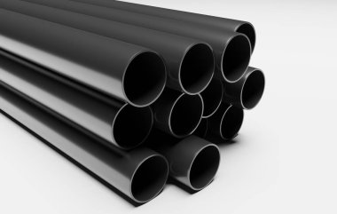 Metal pipes of different diameters isolated on white background. clipart