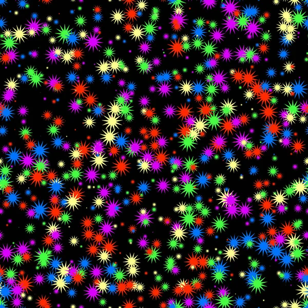 Many Vivid Colored Stars Black — Stock Photo, Image