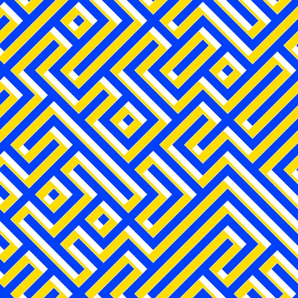 Blue Yellow Labyrinth Maze Tiles Seamlessly Pattern — Stock Photo, Image