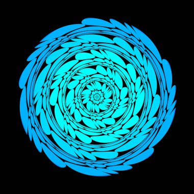 Spiro Flower, siyah yerine mavi tonlarda spirografik, çiçek deseni..