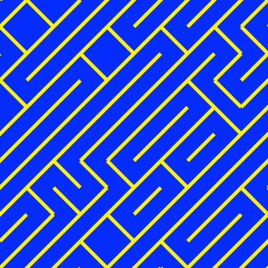 İnce Mavi Sarı Labirent Labirent arkaplanı, desen gibi pürüzsüz fayanslar.
