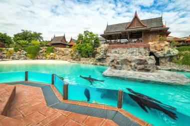 Siam Park, Tenerife - 22 Şubat 2018: Siam parkta Asya mimari tarz
