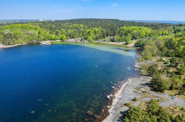 Légifelvételek Svéd Tóra Tavasszal — Stock Fotó