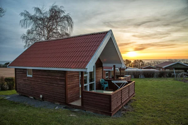 Camping Cottage Sunrise Licht — Stockfoto