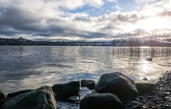 Wintersonnenuntergang Über Stockholmer Fjord — Stockfoto