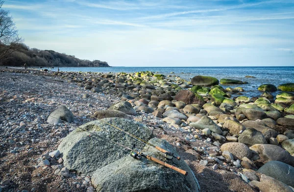 Fishing Beautiful Bornholm Coast — Stock Photo, Image