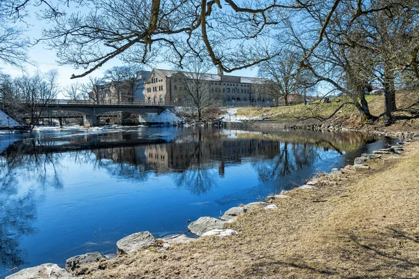 Malownicze Widoki Rzekę Morrum Wiosną — Zdjęcie stockowe