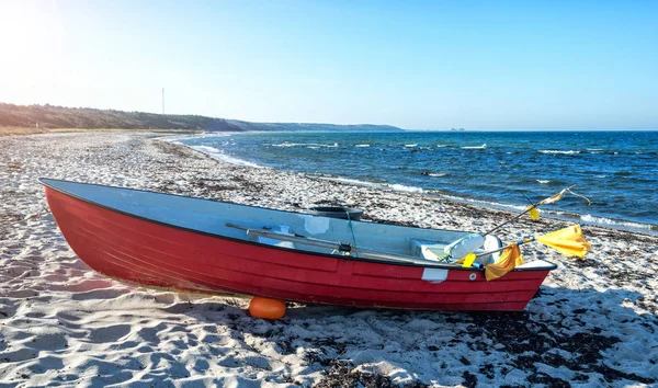Barca Pesca Sulla Spiaggia Bornholm — Foto Stock