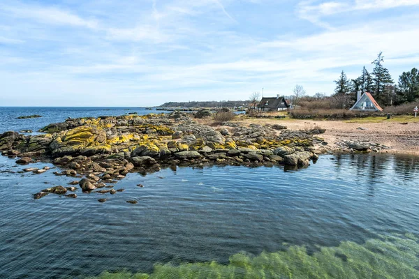 Vacker Utsikt Över Idylliska Klippor Bornholm — Stockfoto