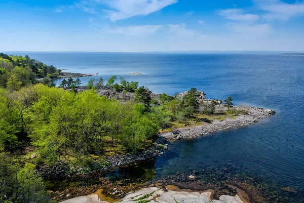 Aerial View Swedish Lake Spring — Stock Photo, Image