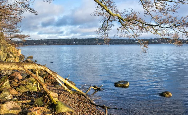 Vinter Solnedgång Över Stockholm Fjord — Stockfoto