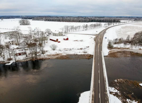 Winter Aerial Landscape Swedish Natural Park — Stock Photo, Image