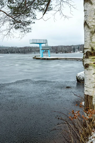 Взимку Подання Шведської Природній Плавальний Місце — стокове фото