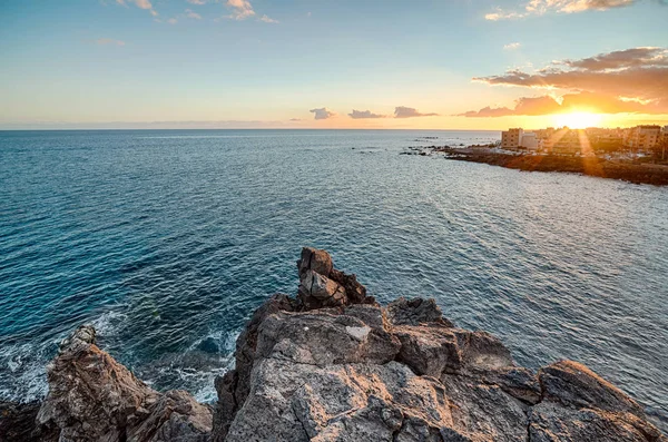 Tropischer Sonnenuntergang Über Der Atlantikküste Auf Teneriffa — Stockfoto